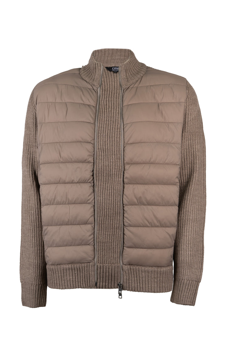 Giacca uomo collo alto con zip intera in misto lana con front padded