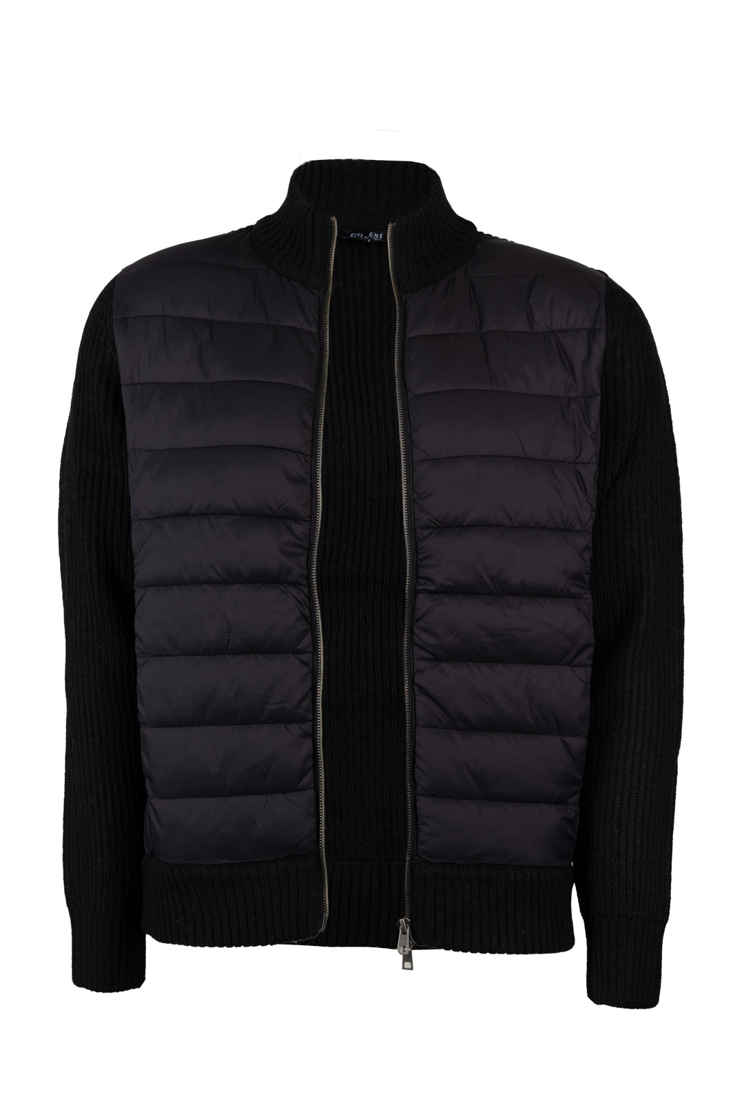 Giacca uomo collo alto con zip intera in misto lana con front padded