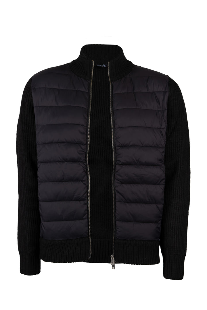 Giacca uomo collo alto con zip intera in misto lana con front padded