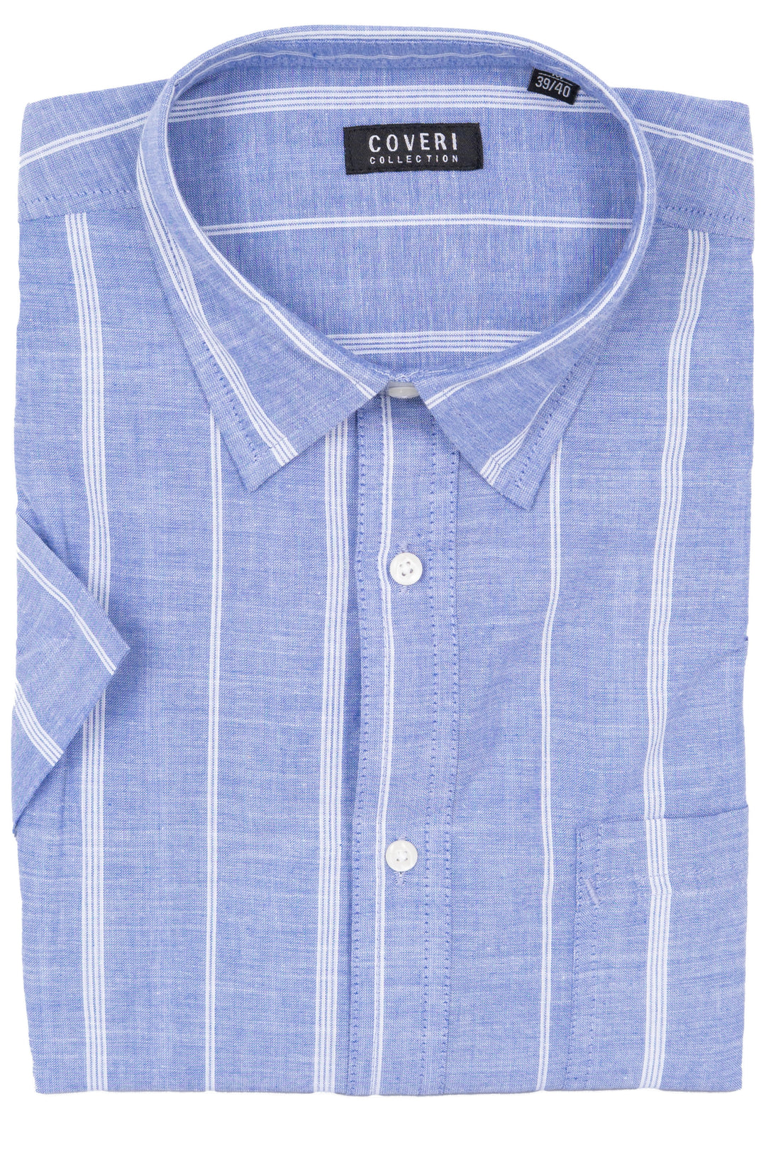C/HANOI -- Camicia manica corta in cotone slub a righe con collo classico
