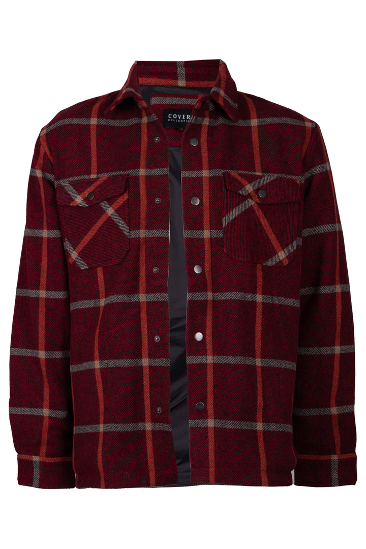 Giacca overshirt in misto lana con fodera in contrasto