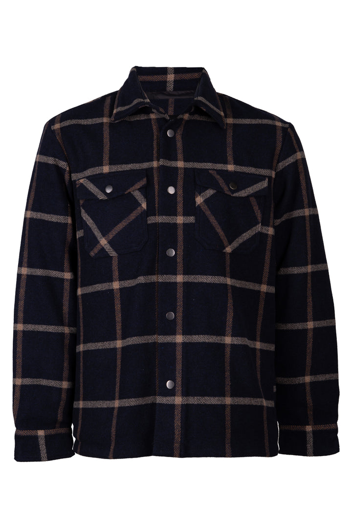 Giacca overshirt in misto lana con fodera in contrasto