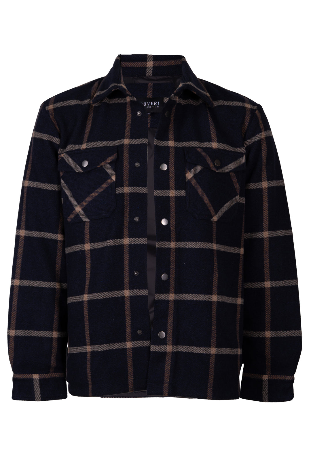 Giacca overshirt in misto lana con fodera in contrasto