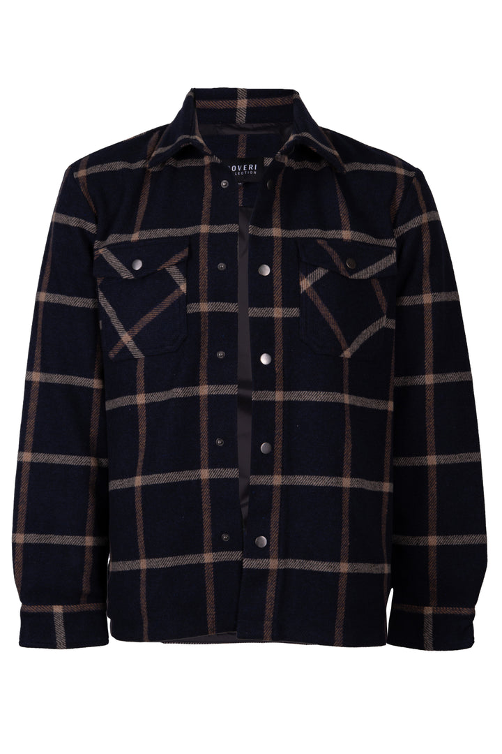 Giacca overshirt in misto lana con fodera in contrasto