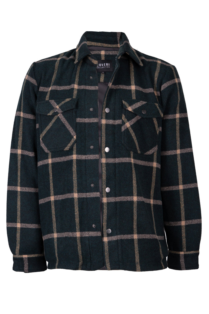 Giacca overshirt in misto lana con fodera in contrasto