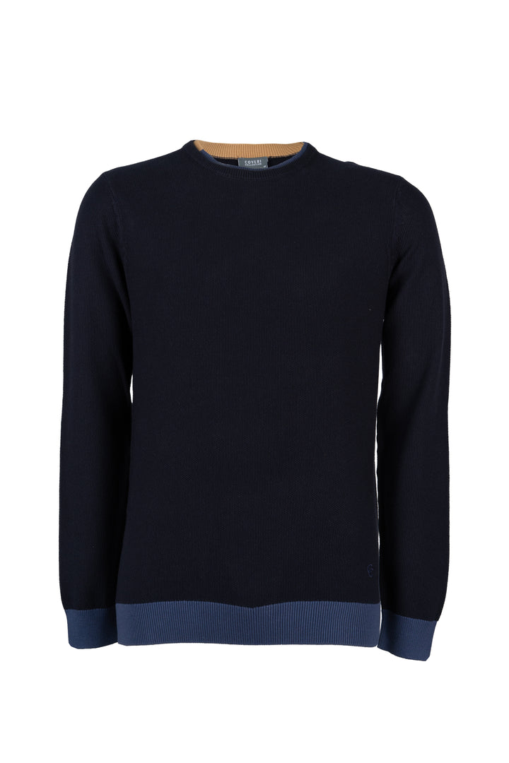 Pullover uomo girocollo Coveri Collection Allover Piquet Knitting con contrasti cromatici