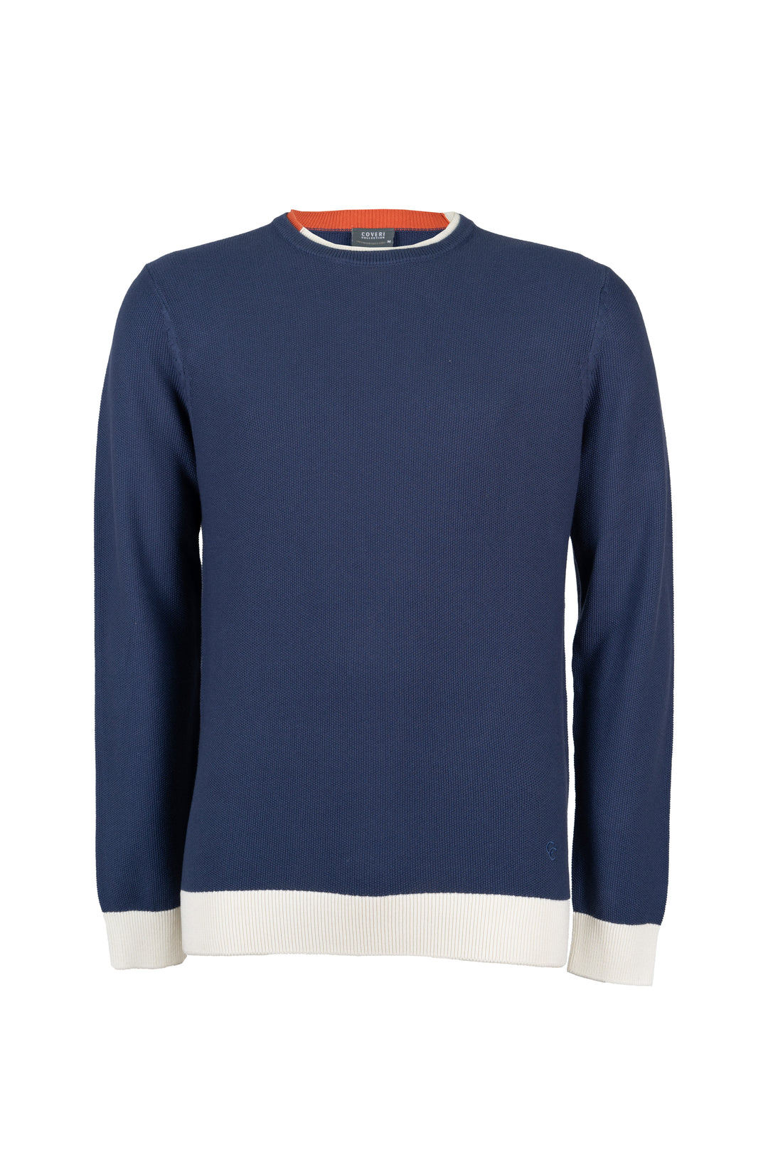 Pullover uomo girocollo Coveri Collection Allover Piquet Knitting con contrasti cromatici