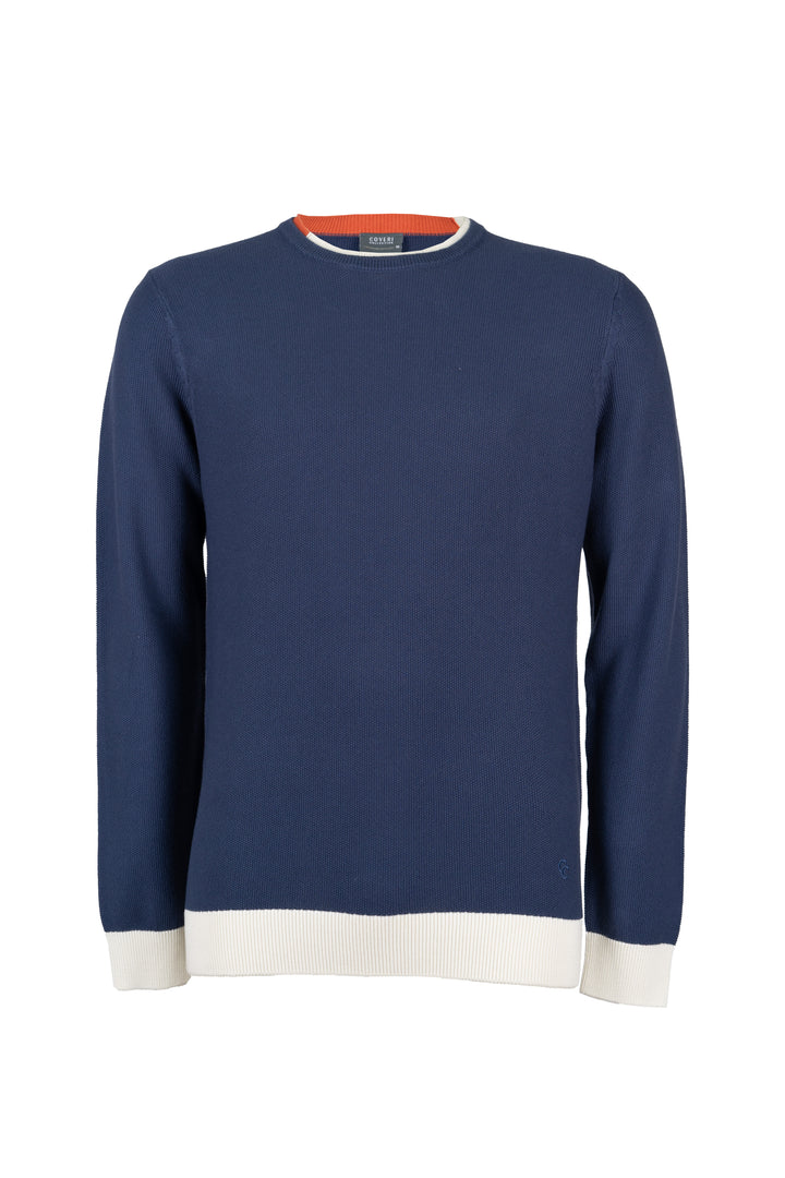 Pullover uomo girocollo Coveri Collection Allover Piquet Knitting con contrasti cromatici