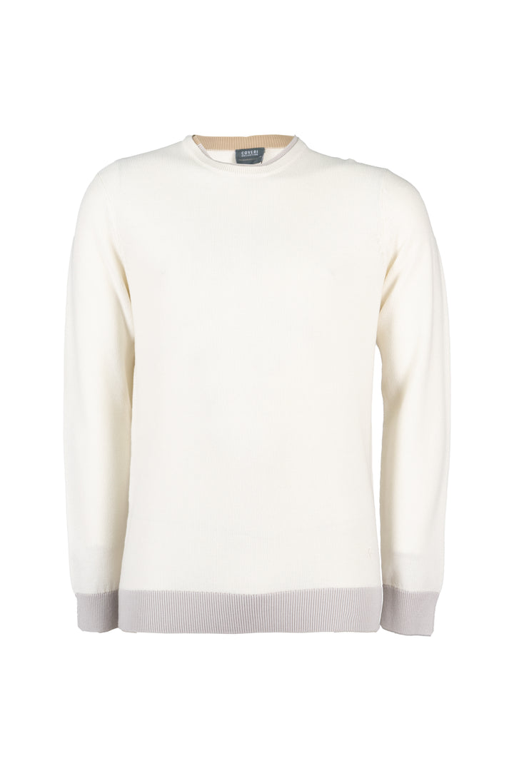 Pullover uomo girocollo Coveri Collection Allover Piquet Knitting con contrasti cromatici