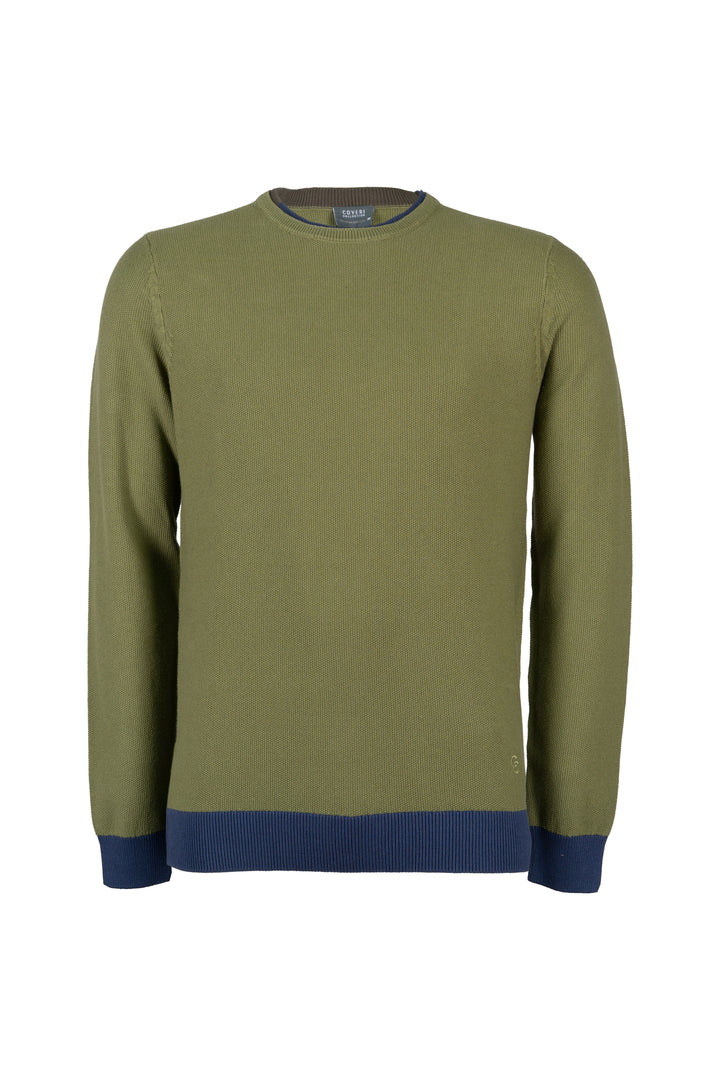 Pullover uomo girocollo Coveri Collection Allover Piquet Knitting con contrasti cromatici