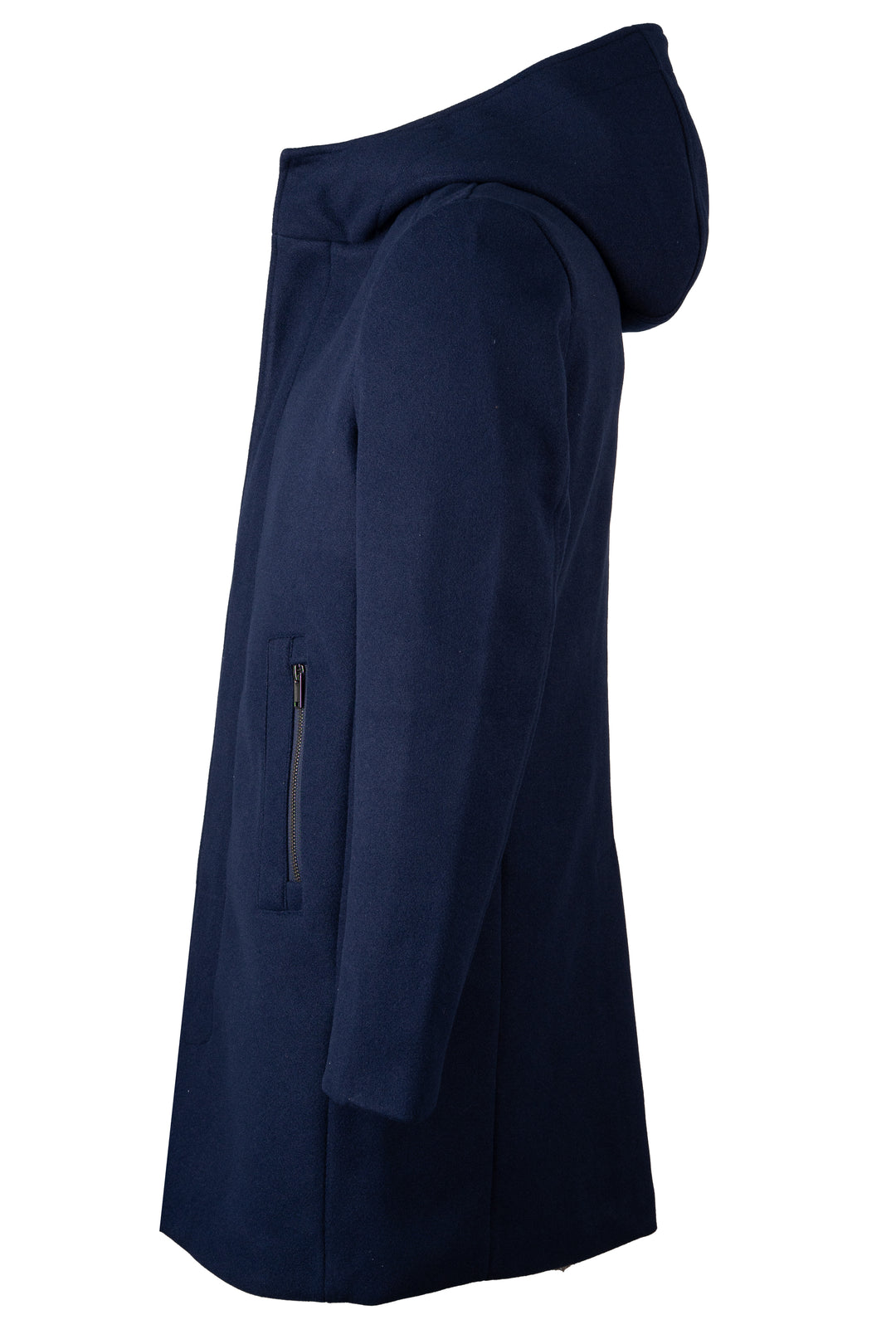 Cappotto lungo con cappuccio, zip intera e bottoni in morbido tessuto effetto lana