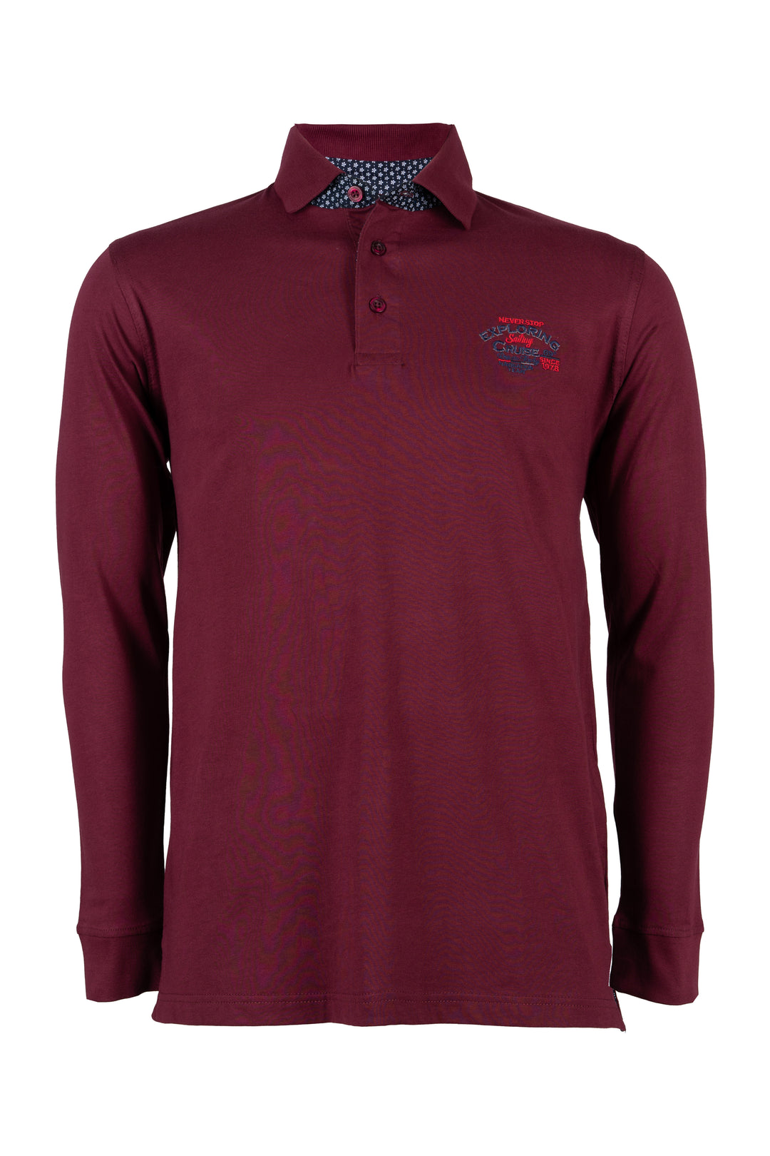 Polo uomo manica lunga in cotone jersey con ricamo sul cuore