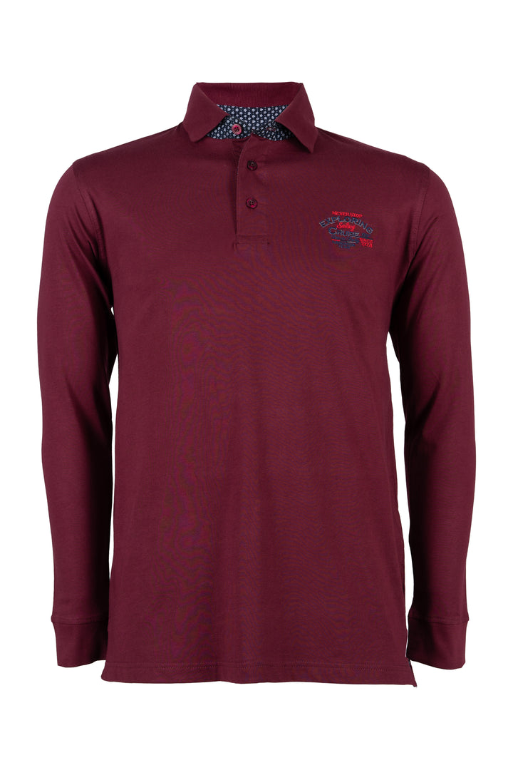 Polo uomo manica lunga in cotone jersey con ricamo sul cuore