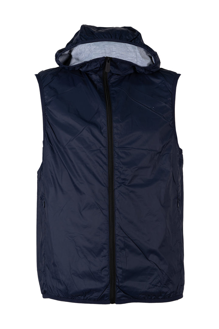 Giubbino uomo smanicato Coveri Collection foderato in tessuto grigio melange con cappuccio