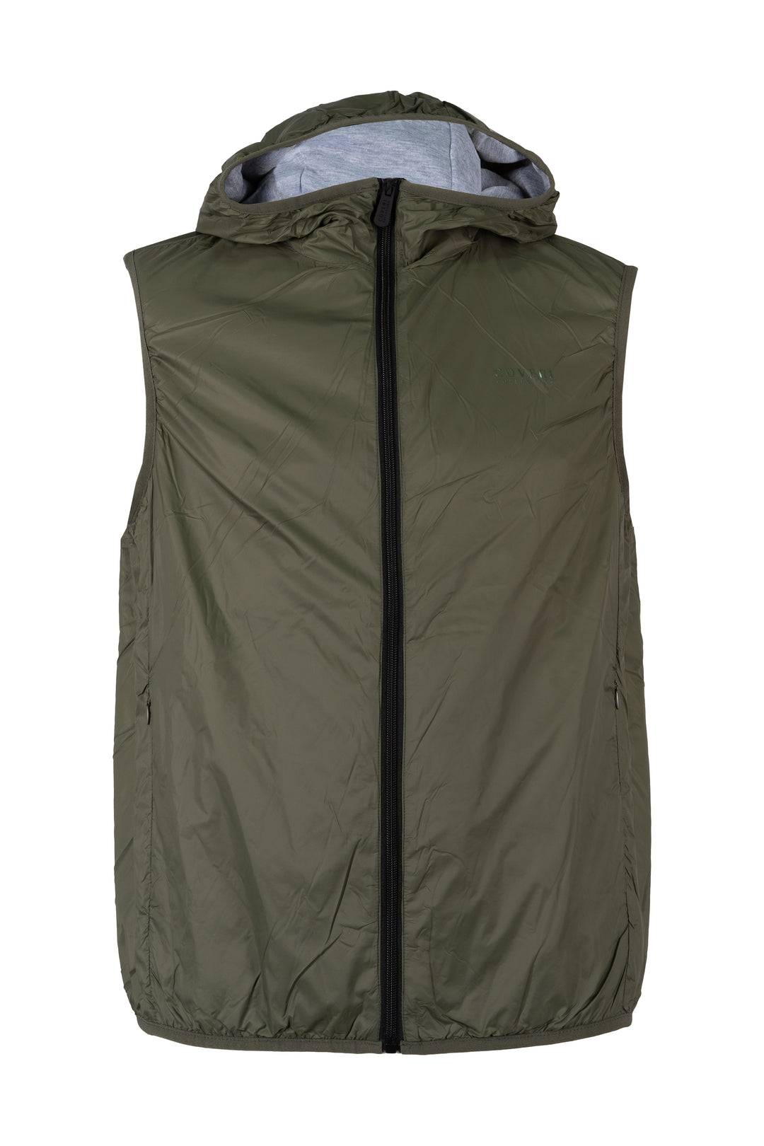 Giubbino uomo smanicato Coveri Collection foderato in tessuto grigio melange con cappuccio