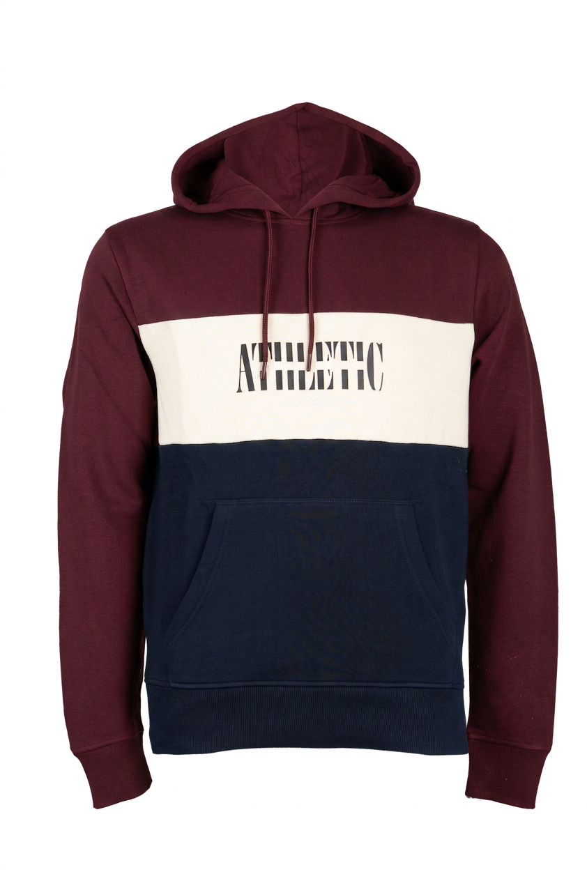 Felpa uomo Coveri Collection color block con cappuccio e stampa sul petto high density