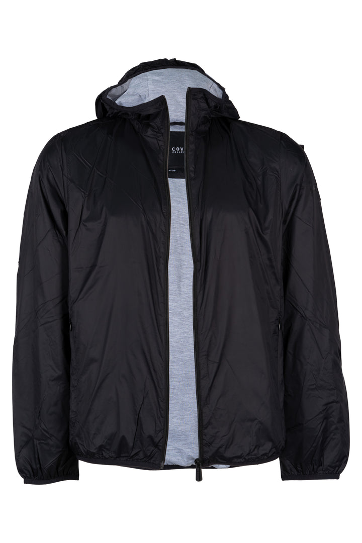 Giubbino uomo Coveri Collection foderato in tessuto grigio melange con cappuccio e tasche laterali