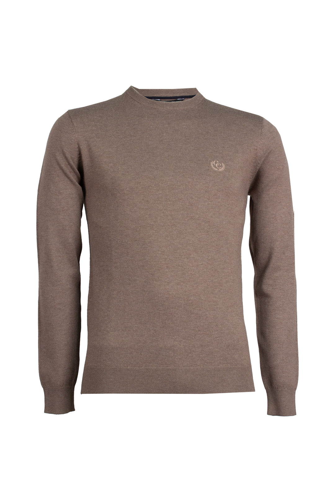 Pullover girocollo in misto lana con logo ricamato sul cuore