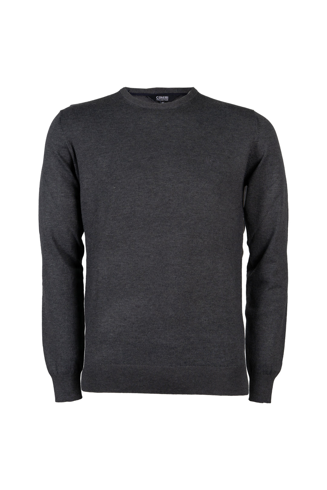 Pullover girocollo in misto lana con logo ricamato sul cuore