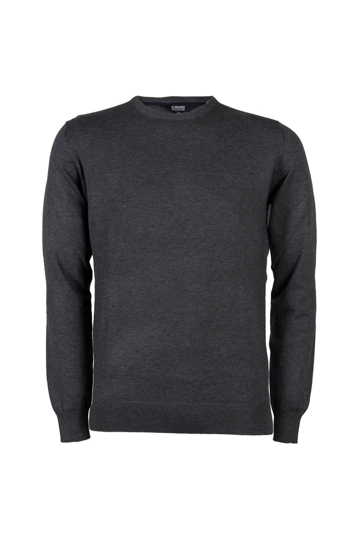 Pullover girocollo in misto lana con logo ricamato sul cuore