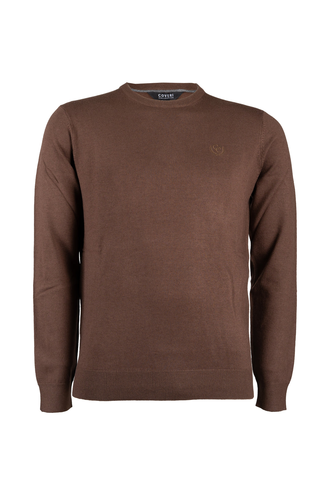Pullover girocollo in misto lana con logo ricamato sul cuore