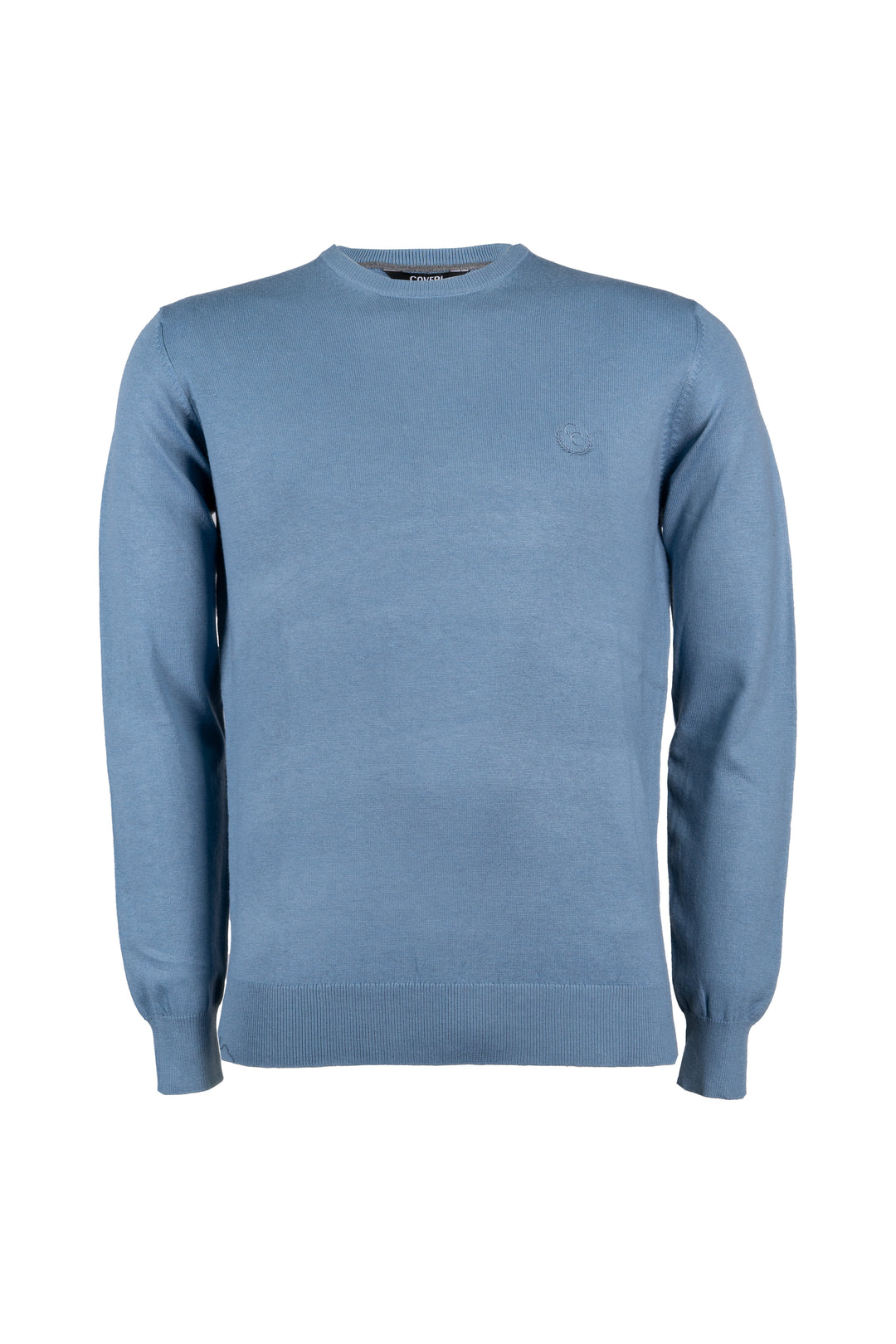 Pullover girocollo in misto lana con logo ricamato sul cuore