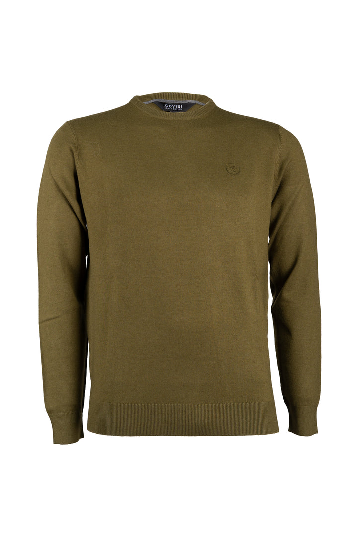 Pullover girocollo in misto lana con logo ricamato sul cuore