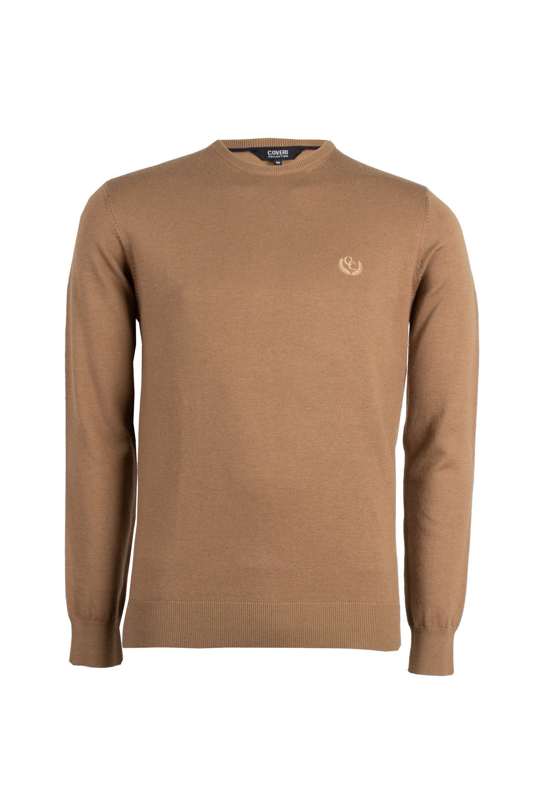 Pullover girocollo in misto lana con logo ricamato sul cuore