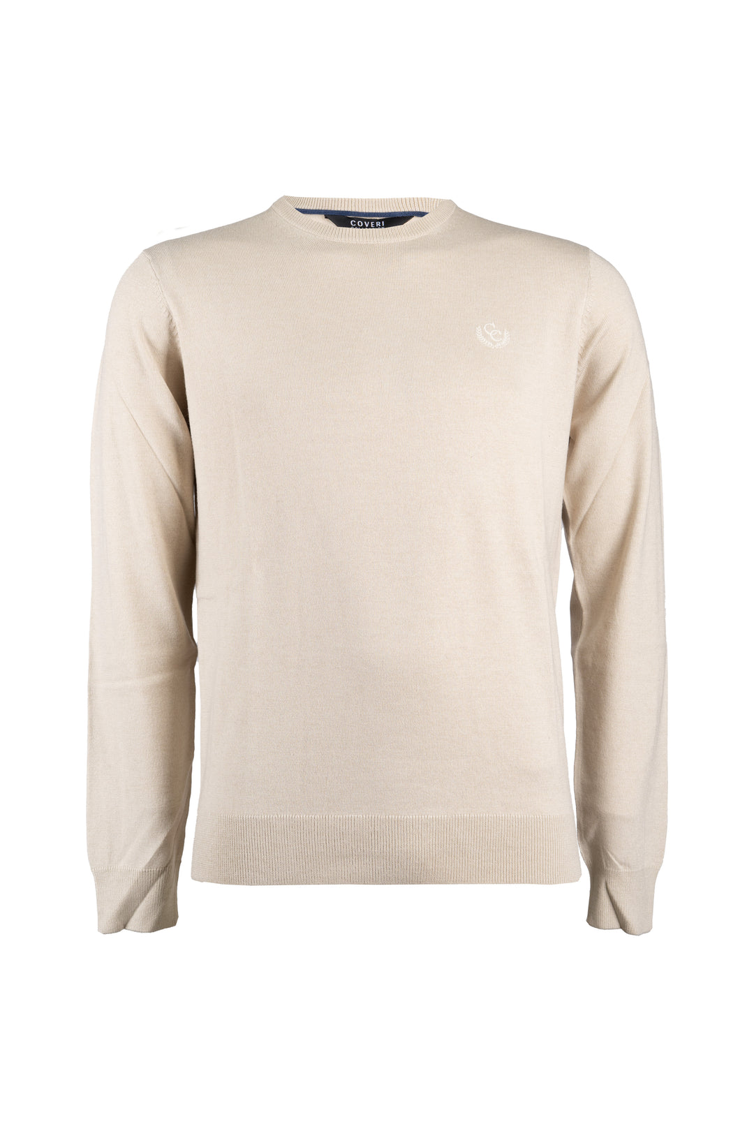 Pullover girocollo in misto lana con logo ricamato sul cuore