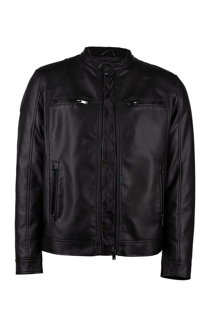 Giubbotto biker in similpelle con imbottitura