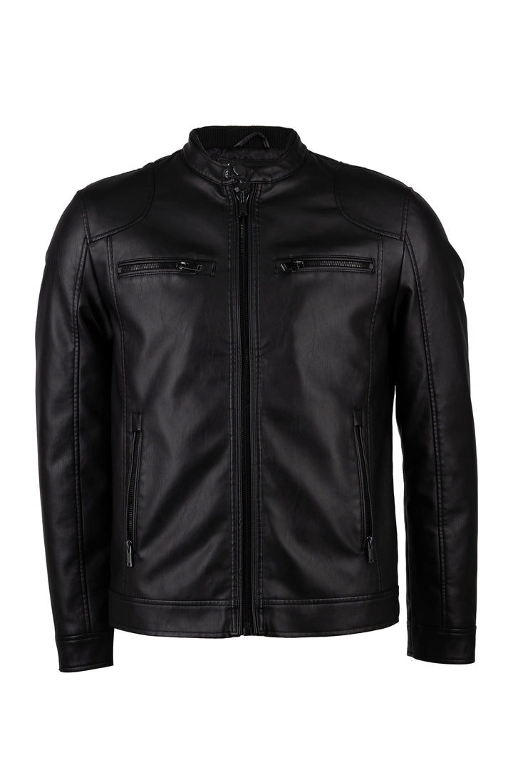 Giubbotto biker in similpelle con imbottitura