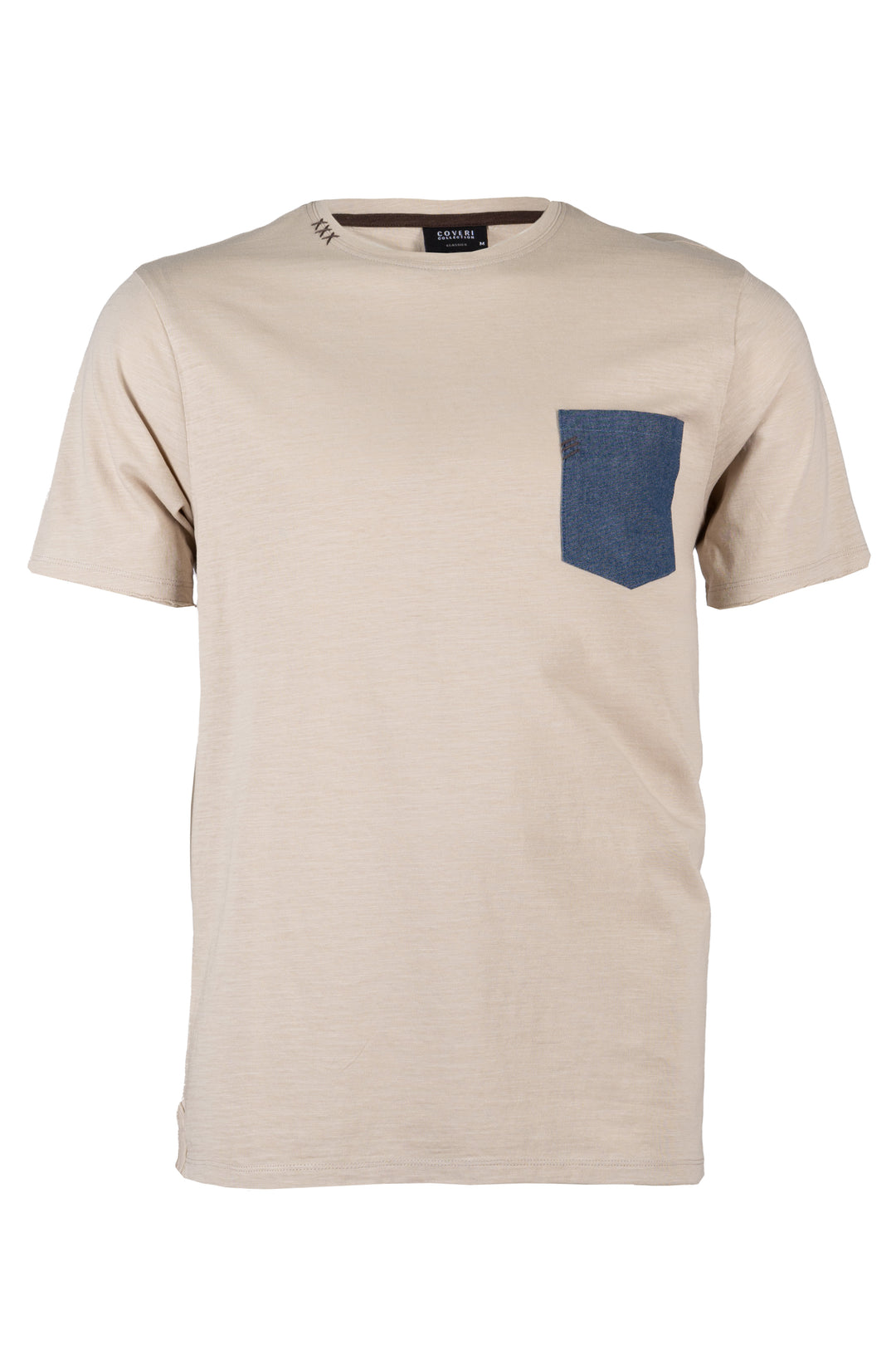 T-shirt uomo girocollo Coveri Collection con taschino chambray stampa all over