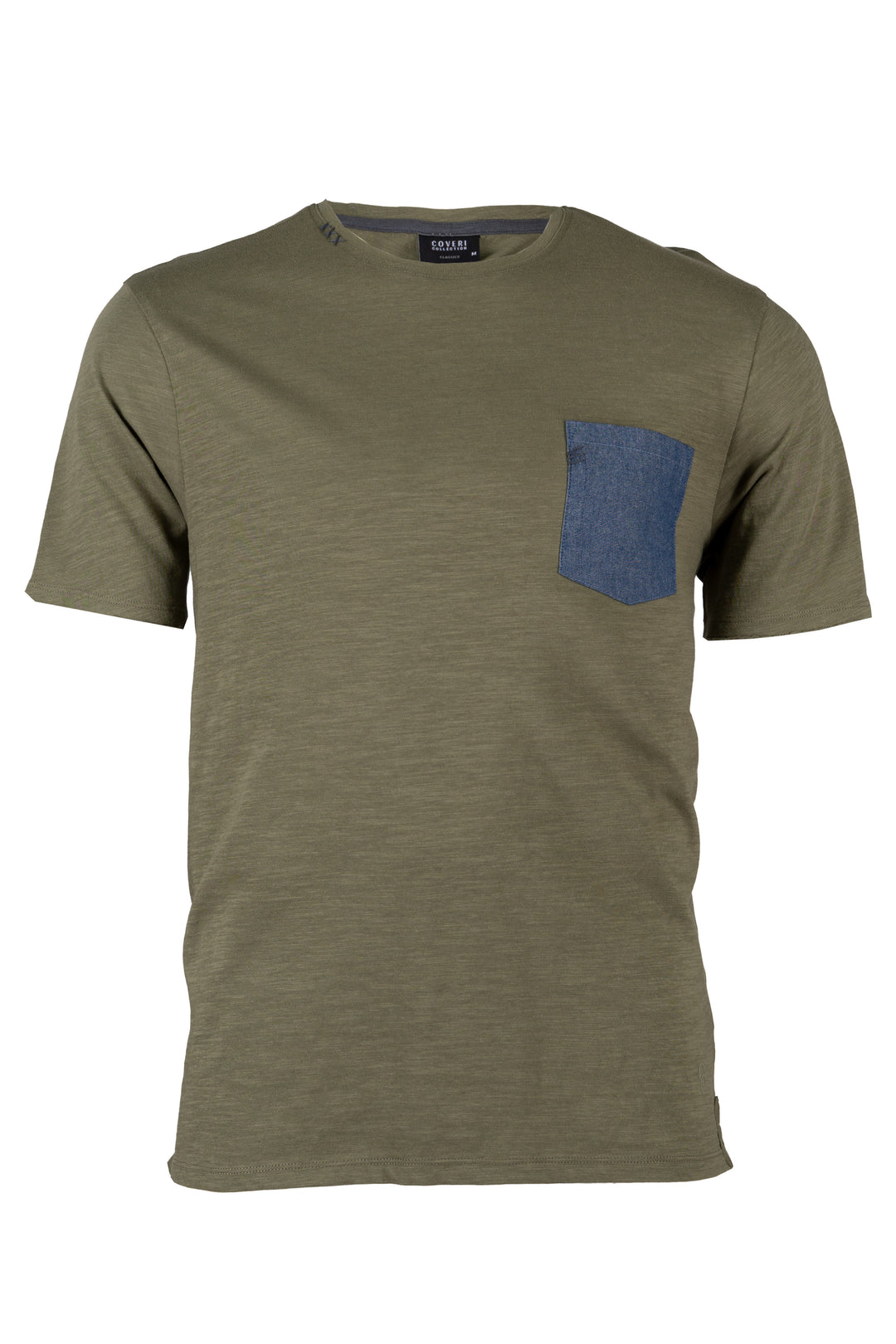 T-shirt uomo girocollo Coveri Collection con taschino chambray stampa all over