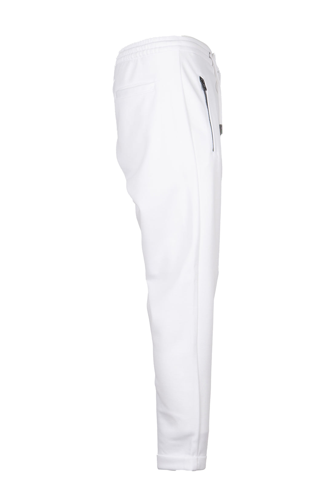 Pantalone jogger uomo Coveri Collection in texure piquet con coulisse e tasche con cerniera sui fianchi
