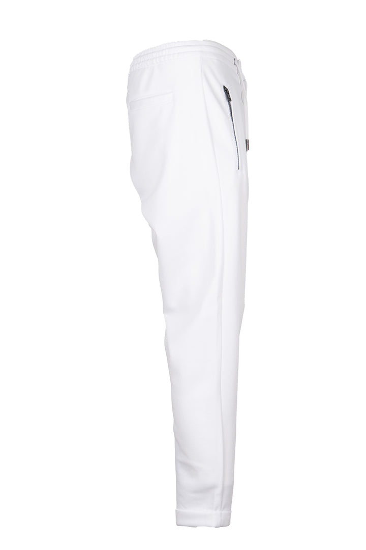 Pantalone jogger uomo Coveri Collection in texure piquet con coulisse e tasche con cerniera sui fianchi