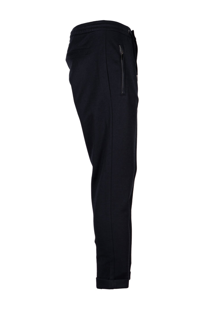 Pantalone jogger uomo Coveri Collection in texure piquet con coulisse e tasche con cerniera sui fianchi