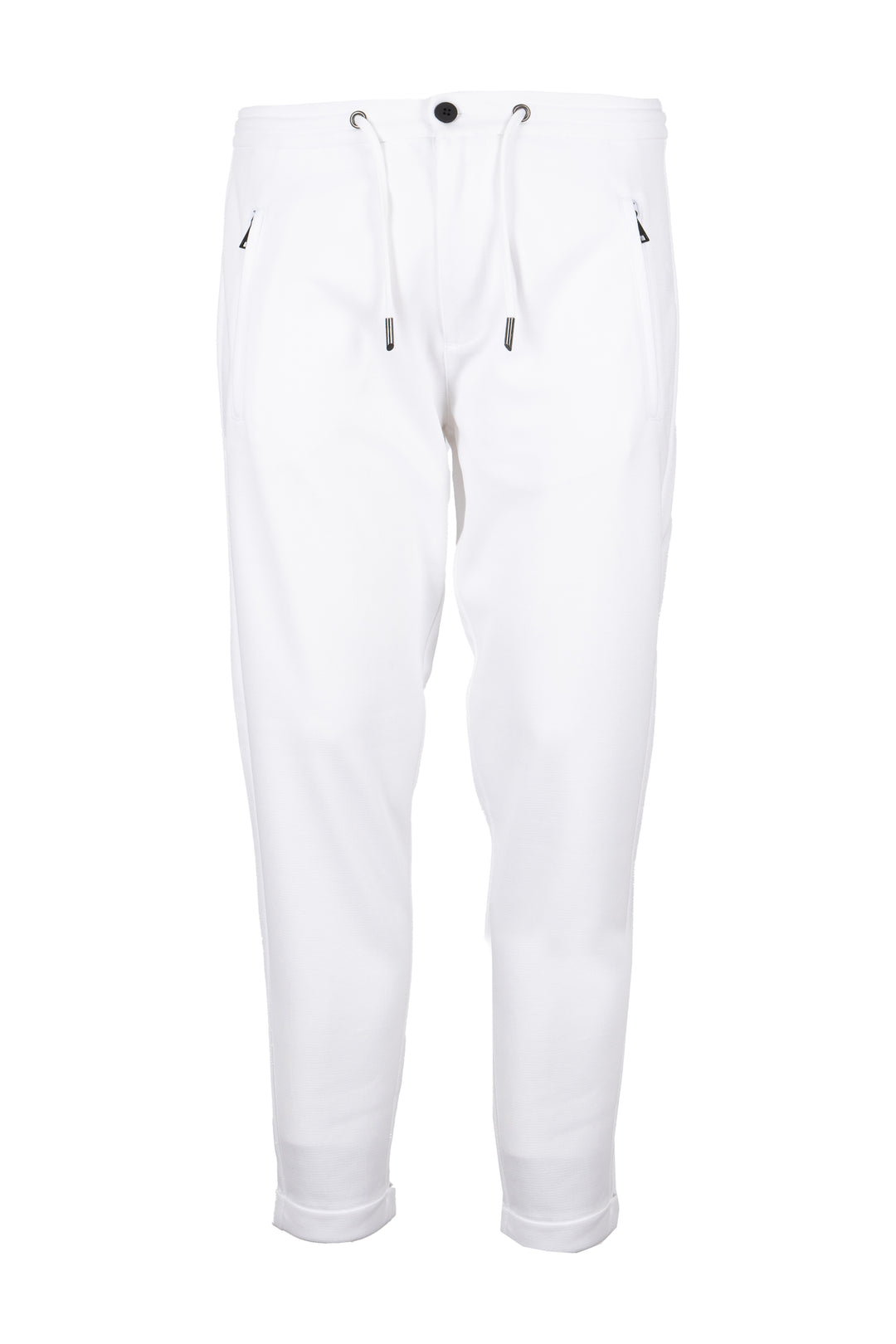 Pantalone jogger uomo Coveri Collection in texure piquet con coulisse e tasche con cerniera sui fianchi