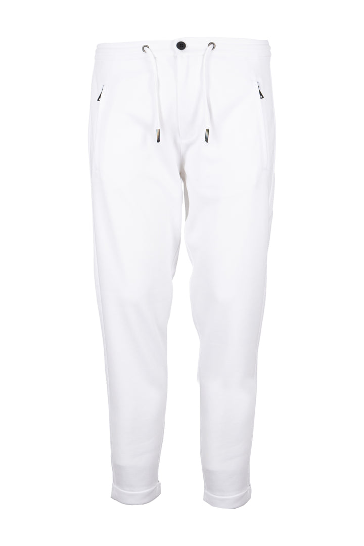 Pantalone jogger uomo Coveri Collection in texure piquet con coulisse e tasche con cerniera sui fianchi