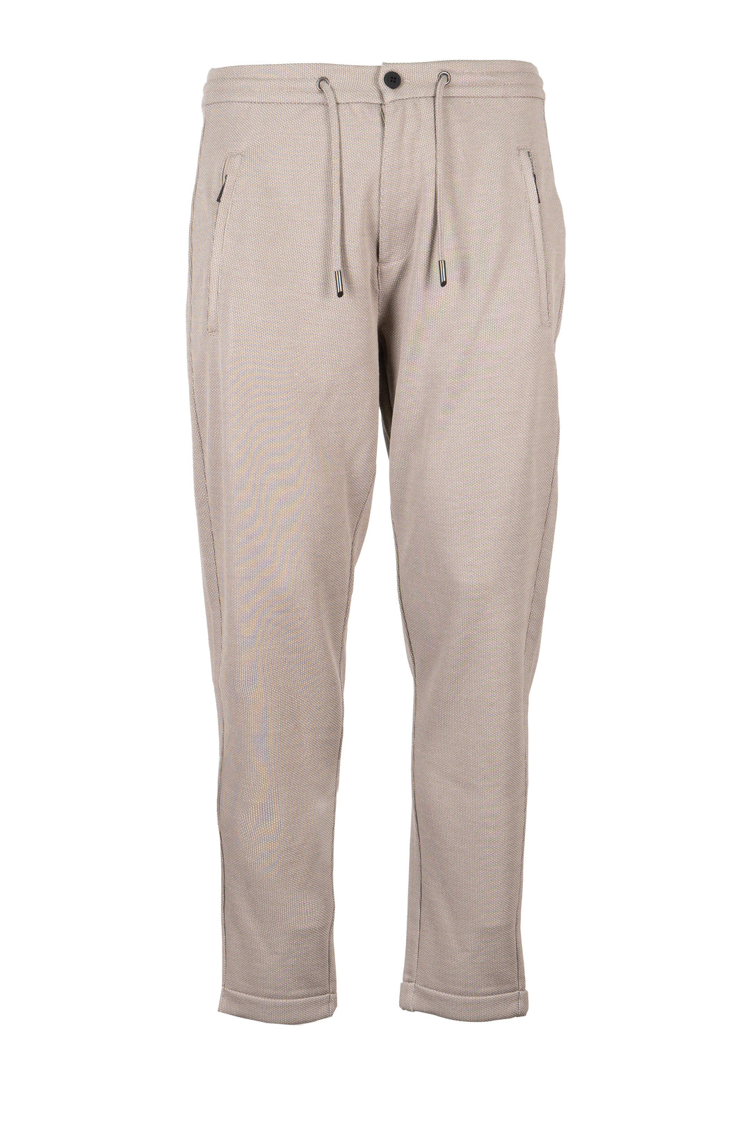 Pantalone jogger uomo Coveri Collection in texure piquet con coulisse e tasche con cerniera sui fianchi