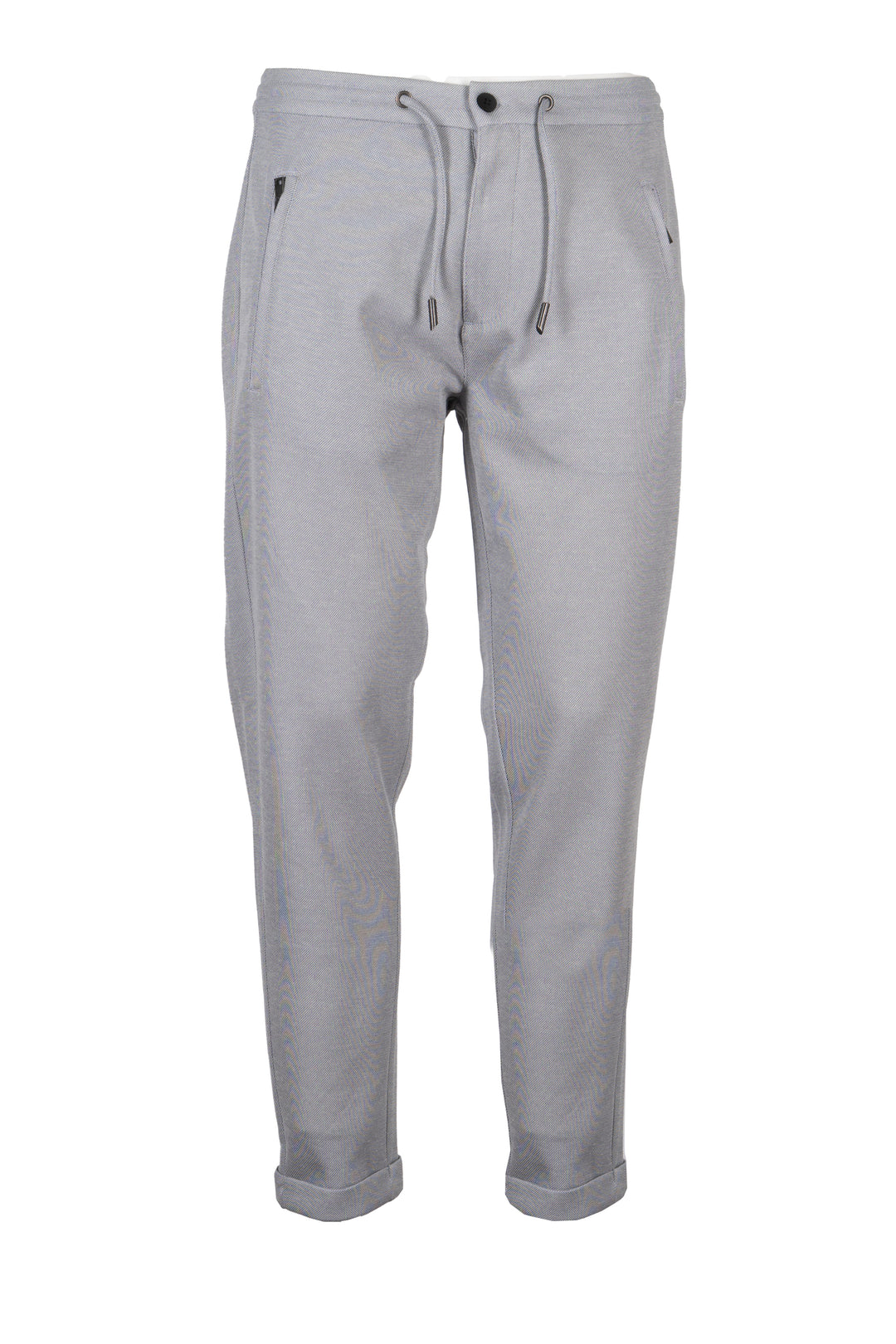 Pantalone jogger uomo Coveri Collection in texure piquet con coulisse e tasche con cerniera sui fianchi
