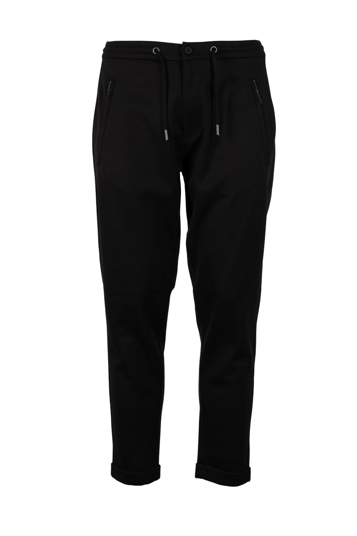 Pantalone jogger uomo Coveri Collection in texure piquet con coulisse e tasche con cerniera sui fianchi