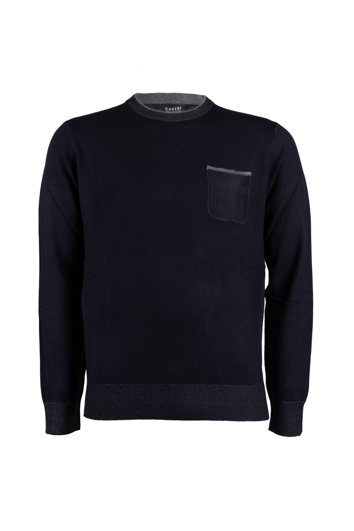 Pullover uomo Coveri Collection doppio girocollo con impuntura sul taschino