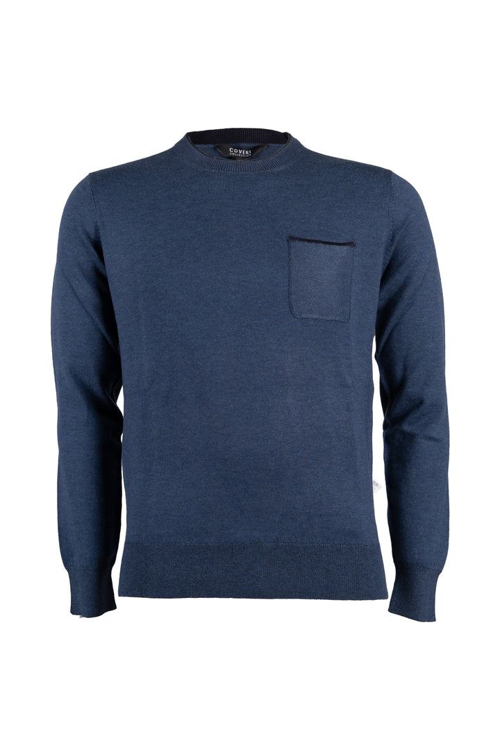 Pullover uomo Coveri Collection doppio girocollo con impuntura sul taschino