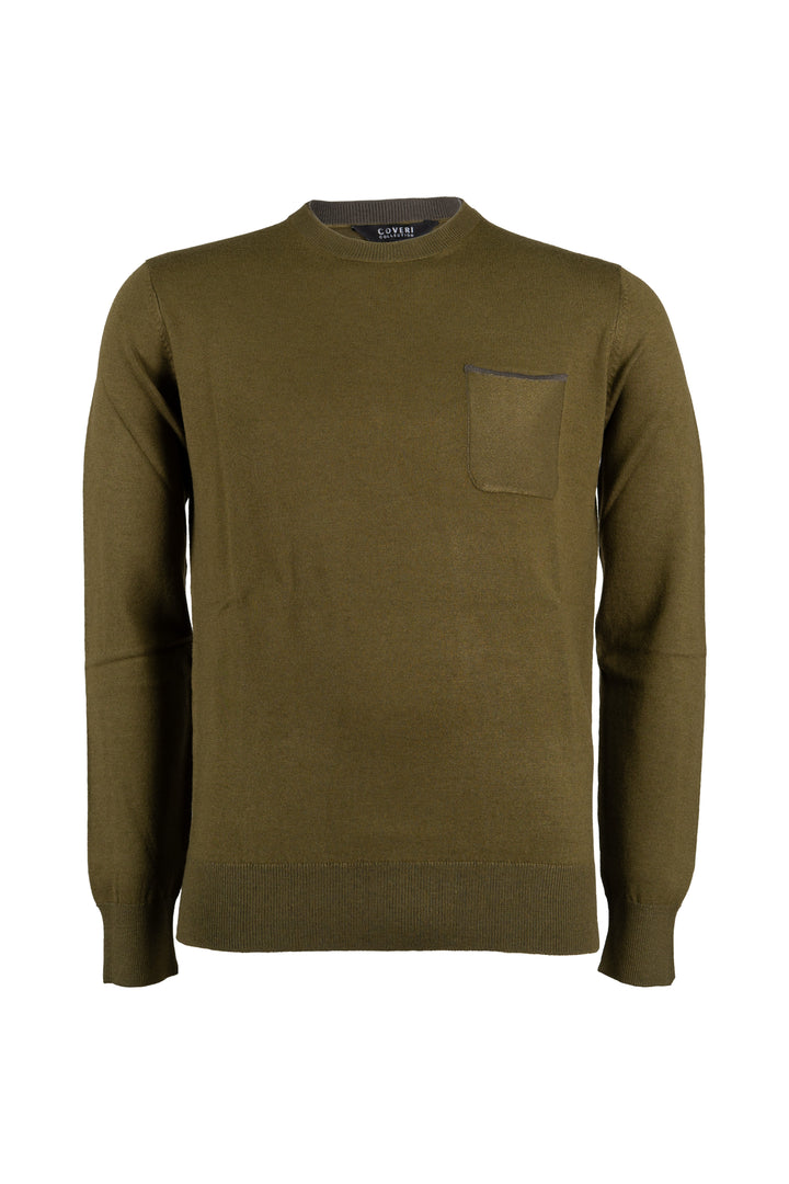 Pullover uomo Coveri Collection doppio girocollo con impuntura sul taschino