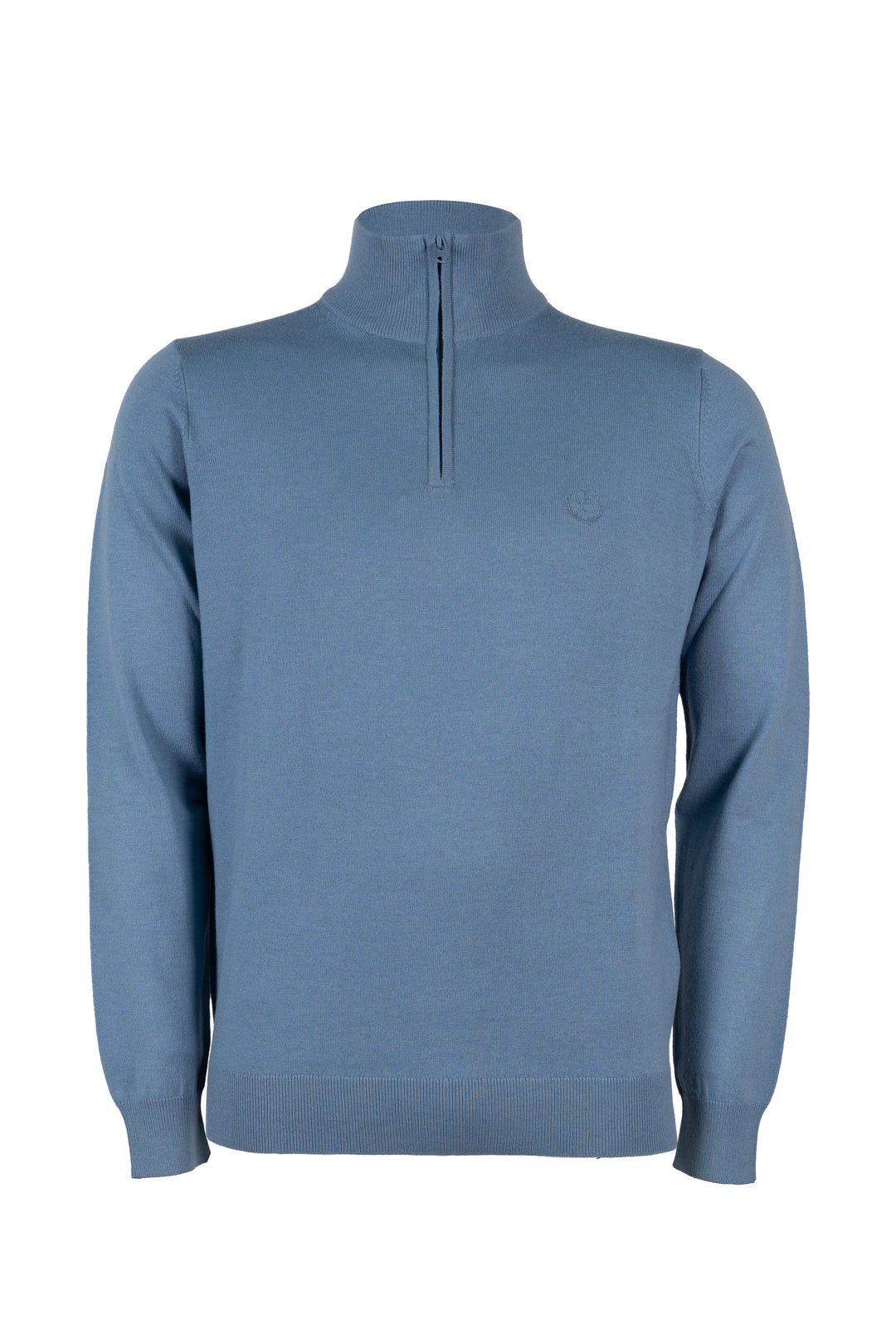 Pullover in misto lana mezza zip con logo ricamato sul cuore