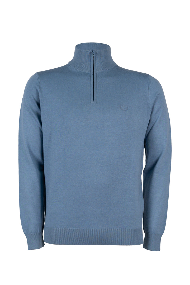 Pullover in misto lana mezza zip con logo ricamato sul cuore