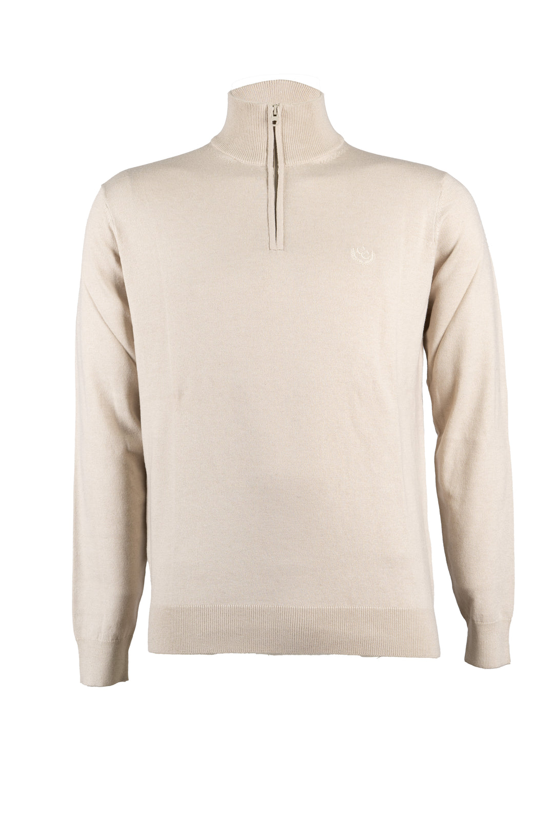 Pullover in misto lana mezza zip con logo ricamato sul cuore