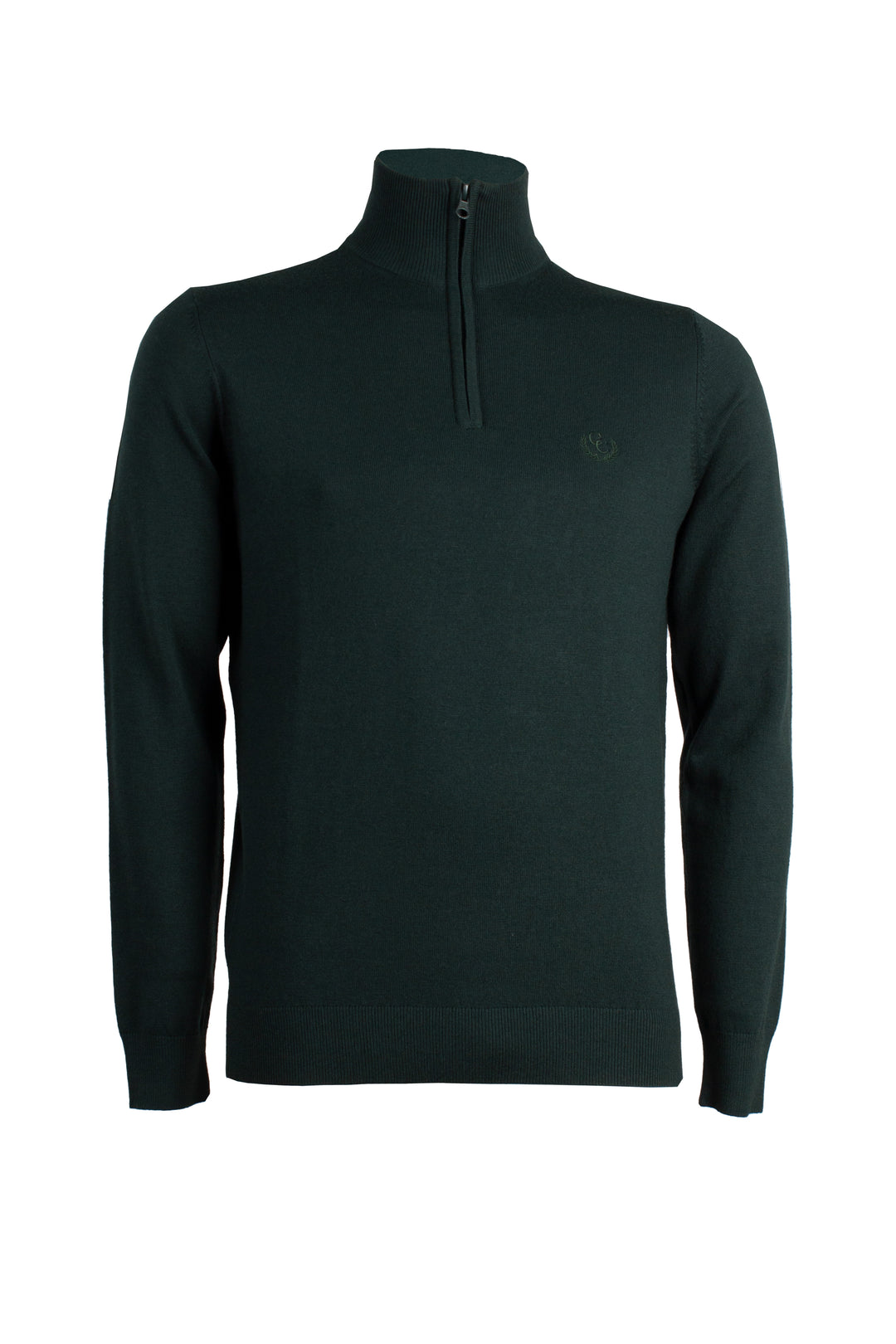 Pullover in misto lana mezza zip con logo ricamato sul cuore