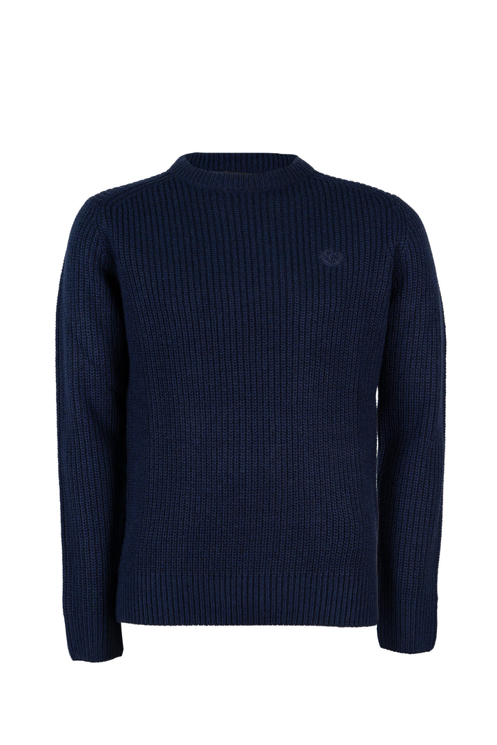 Maglia girocollo knit inglese in misto lana con logo ricamato ton sur ton sul petto