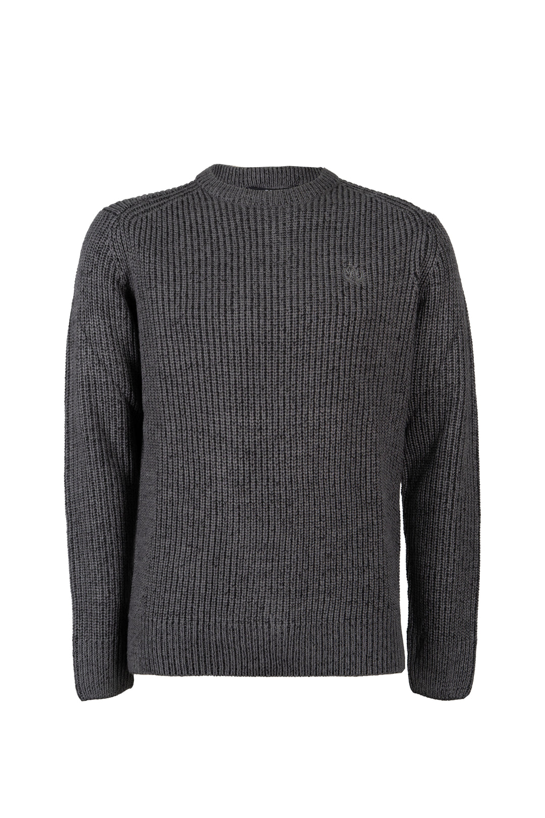 Maglia girocollo knit inglese in misto lana con logo ricamato ton sur ton sul petto